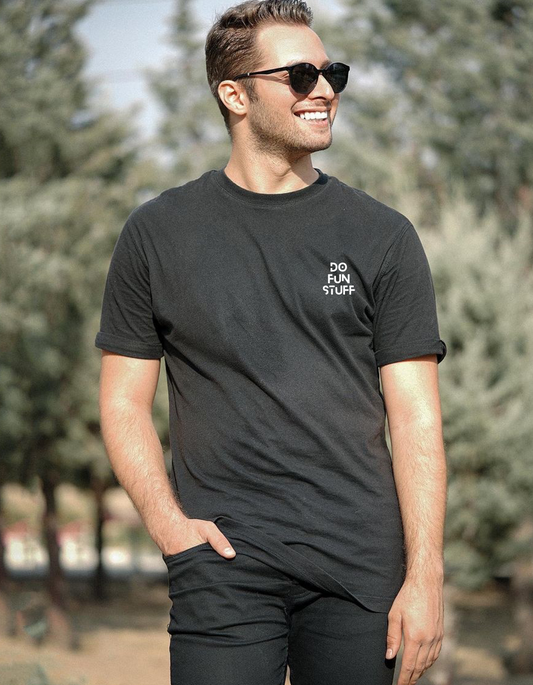 DoFunStuff Black T-Shirt with White Logo